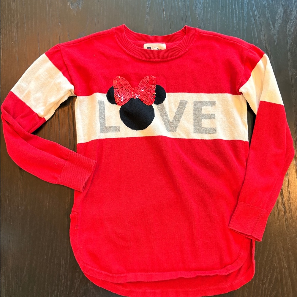 Gap Kids Disney Minnie Mouse Glitter Bow Red Kids Sweater